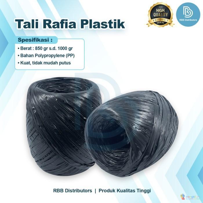Tari Rafia Tali Plastik Hitam Tali hitam 1 KG Full 400 - 500 Meter