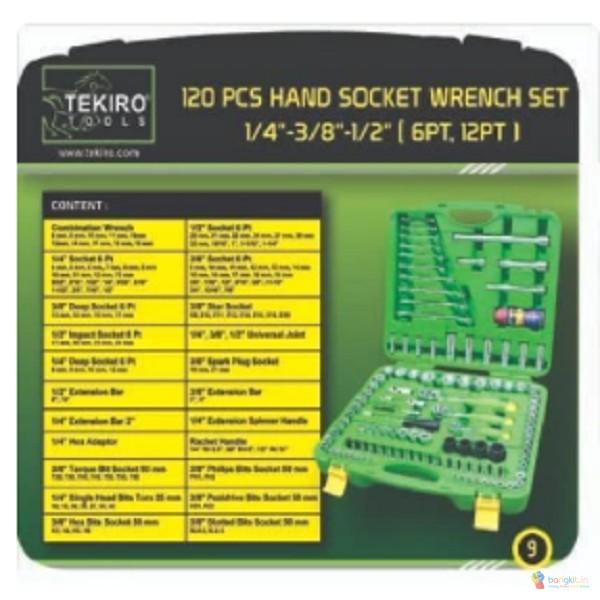 TEKIRO 1/4 INCH - 3/8 INCH - 1/2 INCH SOCKET SET 12 PT 120 PCS /KUNCI SOCK SET / SOCKET SET
