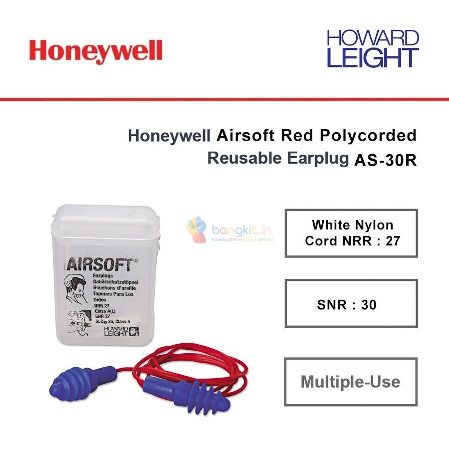 Honeywell Howard Leight Airsoft Red Polycord Reusable Earplug AS-30R