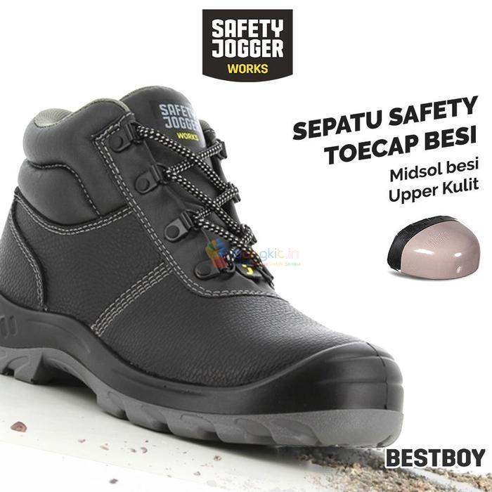 Sepatu Safety Jogger Bestboy Semiboot Klasik Kokoh dengan Pelindung Jari Kaki Baja & Sol Anti-Penetr