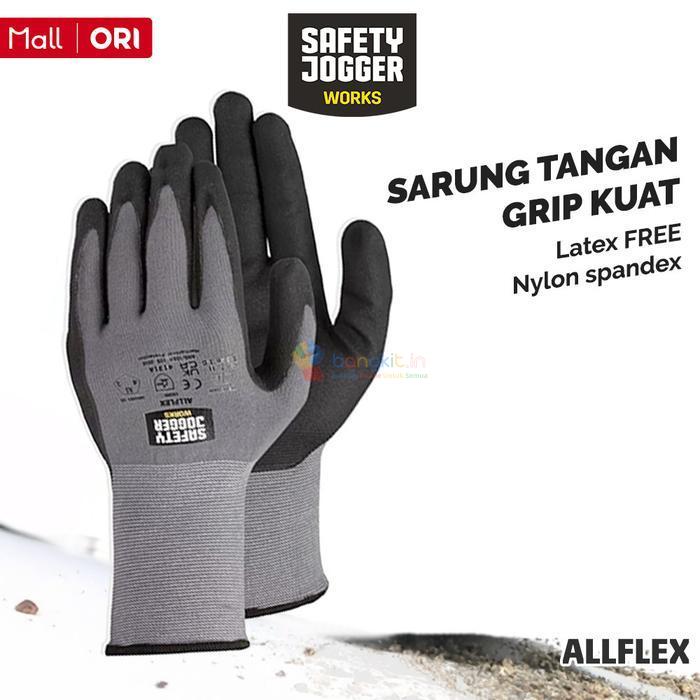 Safety Jogger Works Sarung Tangan Allflex Anti Slip Bahan Nylon Spandex Coating Grip PU & Nitrile - 