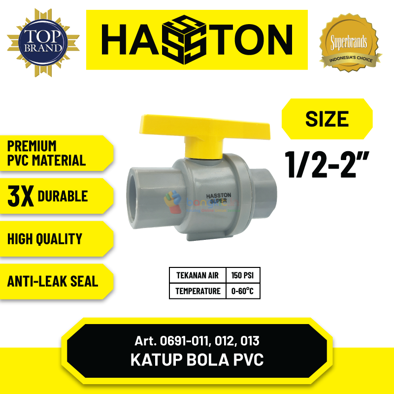 Hasston Ball Valve Body PVC / Katup Bola / PVC Ball Valve (0691)
