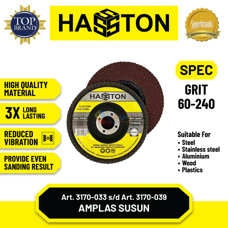 Hasston Amplas Flap Disc 4" / Mata Gerinda Amplas Susun (3170)
