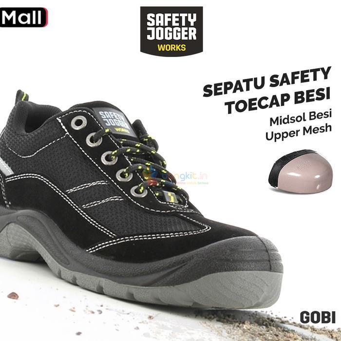Safety Jogger Gobi Black Model Sporty Anti Paku Best Seller Sepatu Safety Jogger Gobi Hitam Toecap B