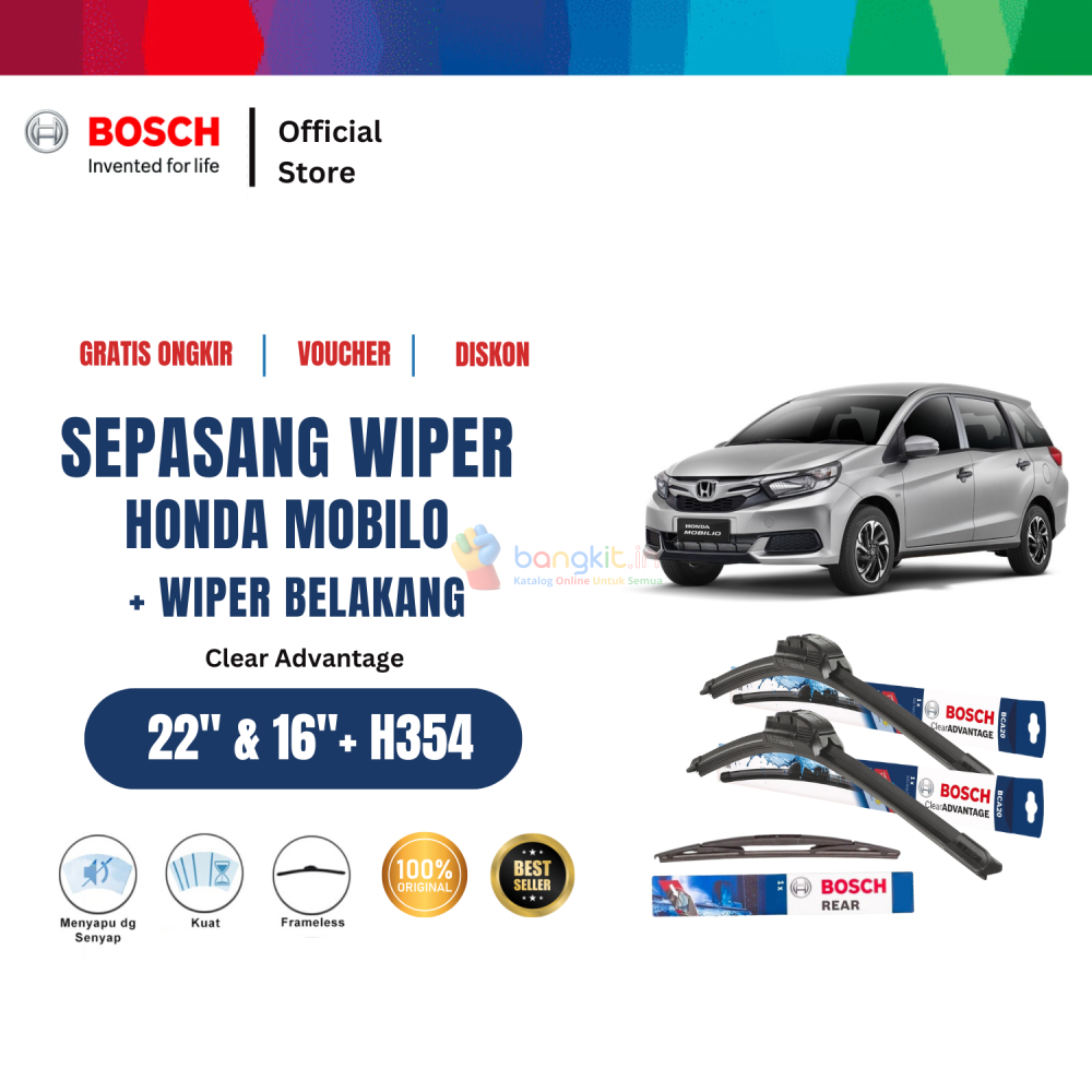 Bosch Wiper Depan dan Belakang Honda Mobilio 22 - 16 inchi dan H354