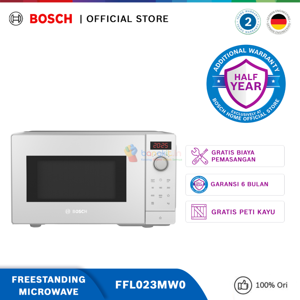 Bosch FFL023MW0 Freestanding Microwave, White - with AutoPilot7 Series 2