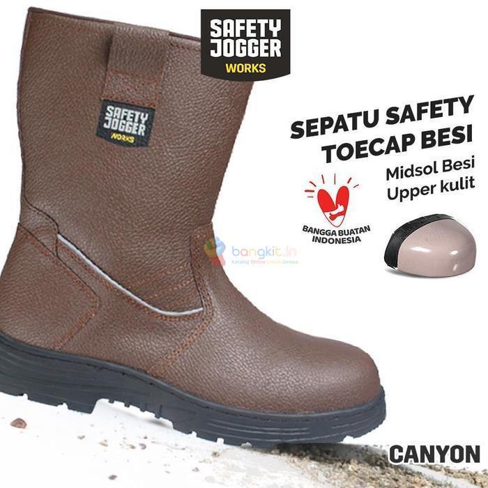 Safety Jogger Canyon S3 Kulit Cokelat dengan Sole Karet dan Steel Toe Cap - Baja Sepatu Safety Jogge
