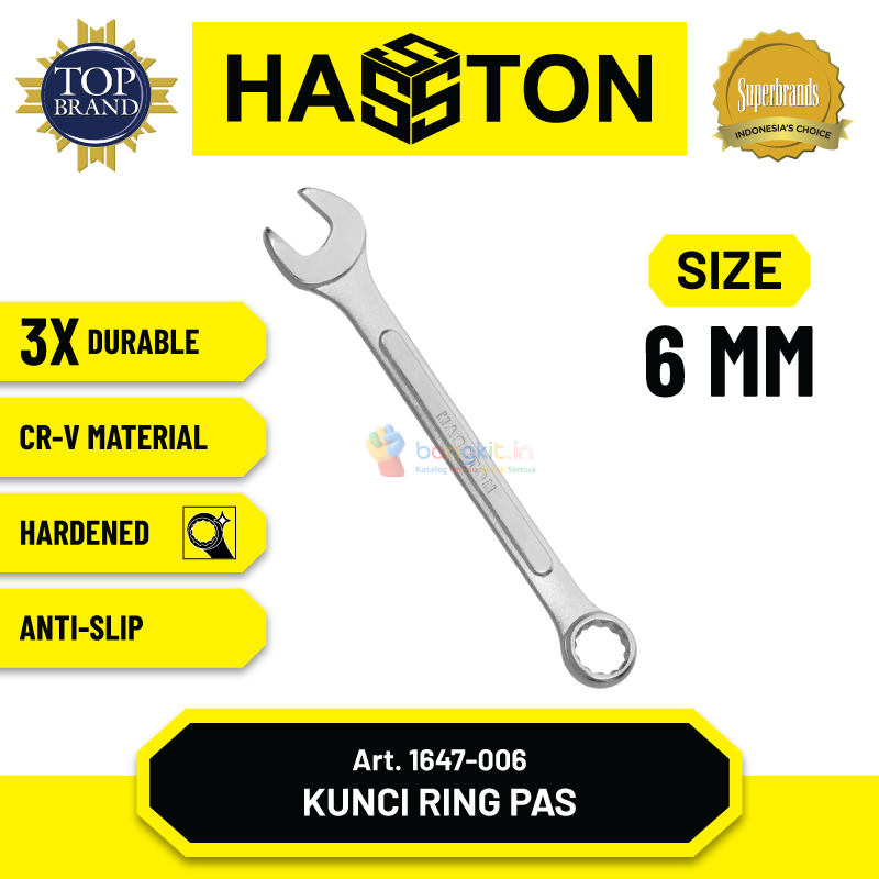 Hasston Kunci Ring Pass Chrome Mdl. Tulang / Combination Wrench (6mm - 18mm) (1647)