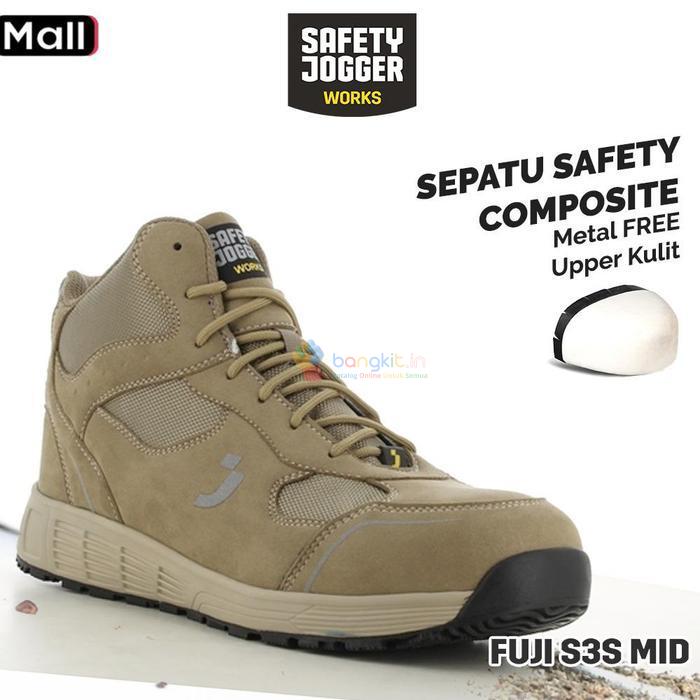 Safety Jogger Fuji S3S MID Taupe Sepatu Kerja Proyek Ringan Anti Selip Tahan Air ESD-certified Berna