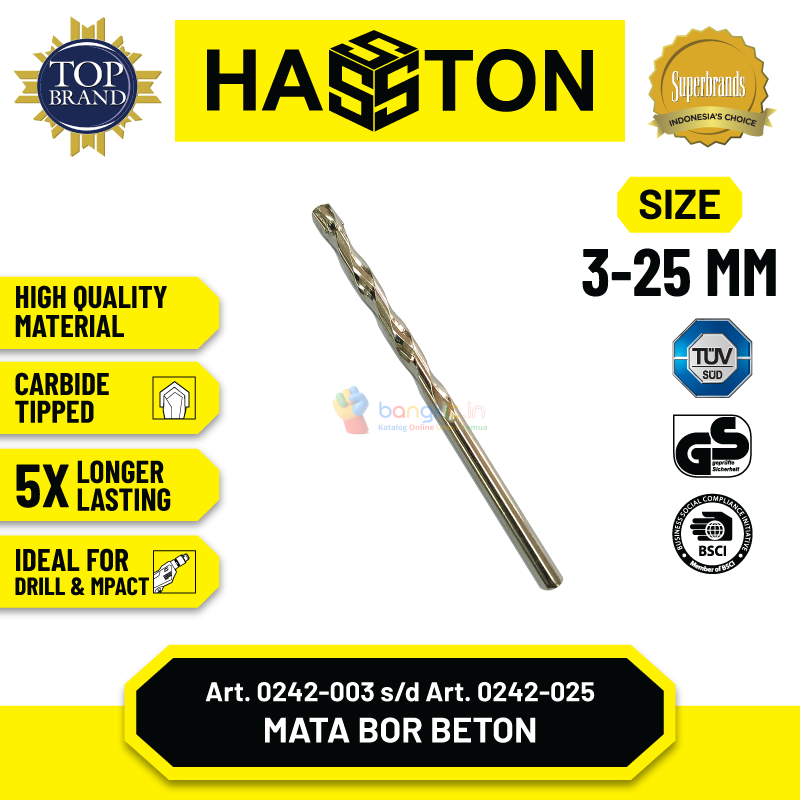 Hasston Mata Bor Beton Pendek Tembus Plat / Masonry Drill Bit (0242)