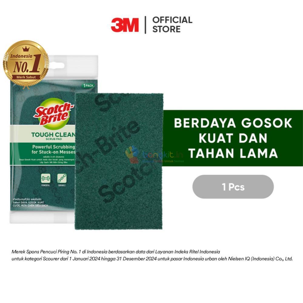3M™ Scotch-Brite® Tough Clean Scrub Pad, Sabut Cuci Pirin, Berdaya gosok kuat & tahan lama, 2 pcs, 10x15cm, Untuk membersihkan alat masak