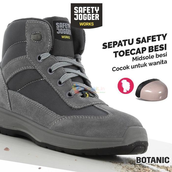Sepatu Safety Jogger Botanic Wanita Toecap Besi Midsole Anti-Penetrasi SRC Anti-Statik ESD Tahan Min