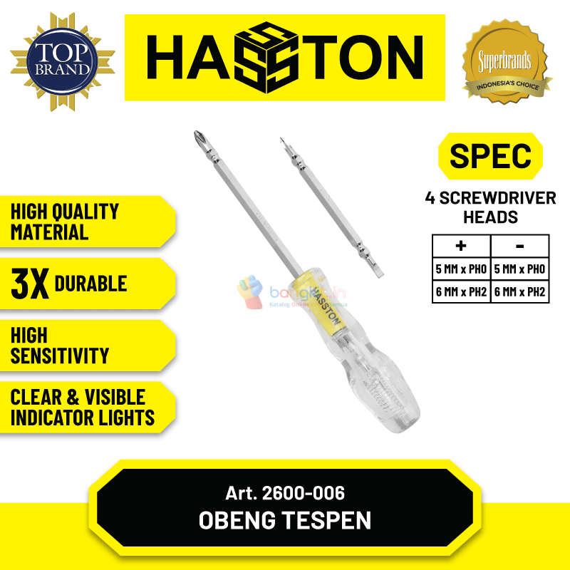 Hasston Obeng Tespen 4 Way Bening / Voltage Tester (2600-006)
