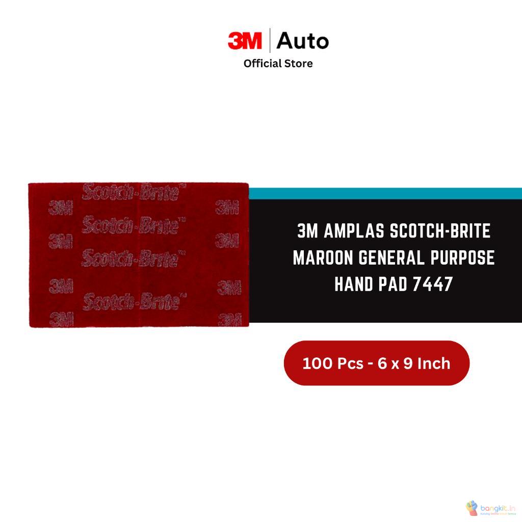3M Scotch-Brite Amplas Maroon General Purpose Hand Pad 7447- 10 Bundle