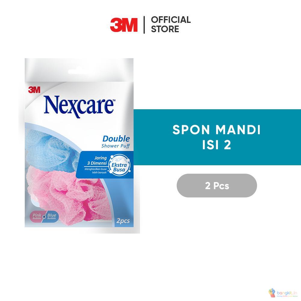 3M™ Nexcare™ Double Shower Puff, Spons Mandi, Spon mandi jaring 3 dimensi isi 2, 2 pc, Untuk membantu mengangkat sel kulit mati