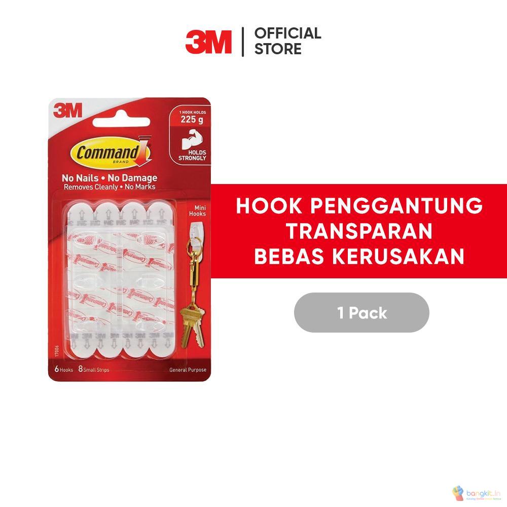 3M™ Command™ Mini Hooks, 17006, Mengan hingga 225g, 1 pak, Mini, Untuk berbagai keperluan, serbaguna