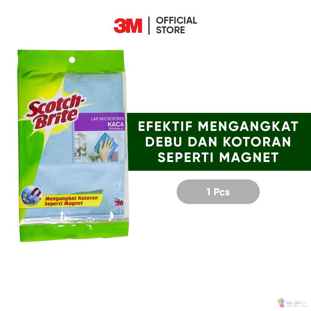 3M™ Scotch-Brite® Kain Lap Microfiber Kaca, Efektif mengangkat debu & kotoran seperti magnet, 1 pc, 30x30cm, Untuk menangkap debu & kotoran pada kaca & cermin