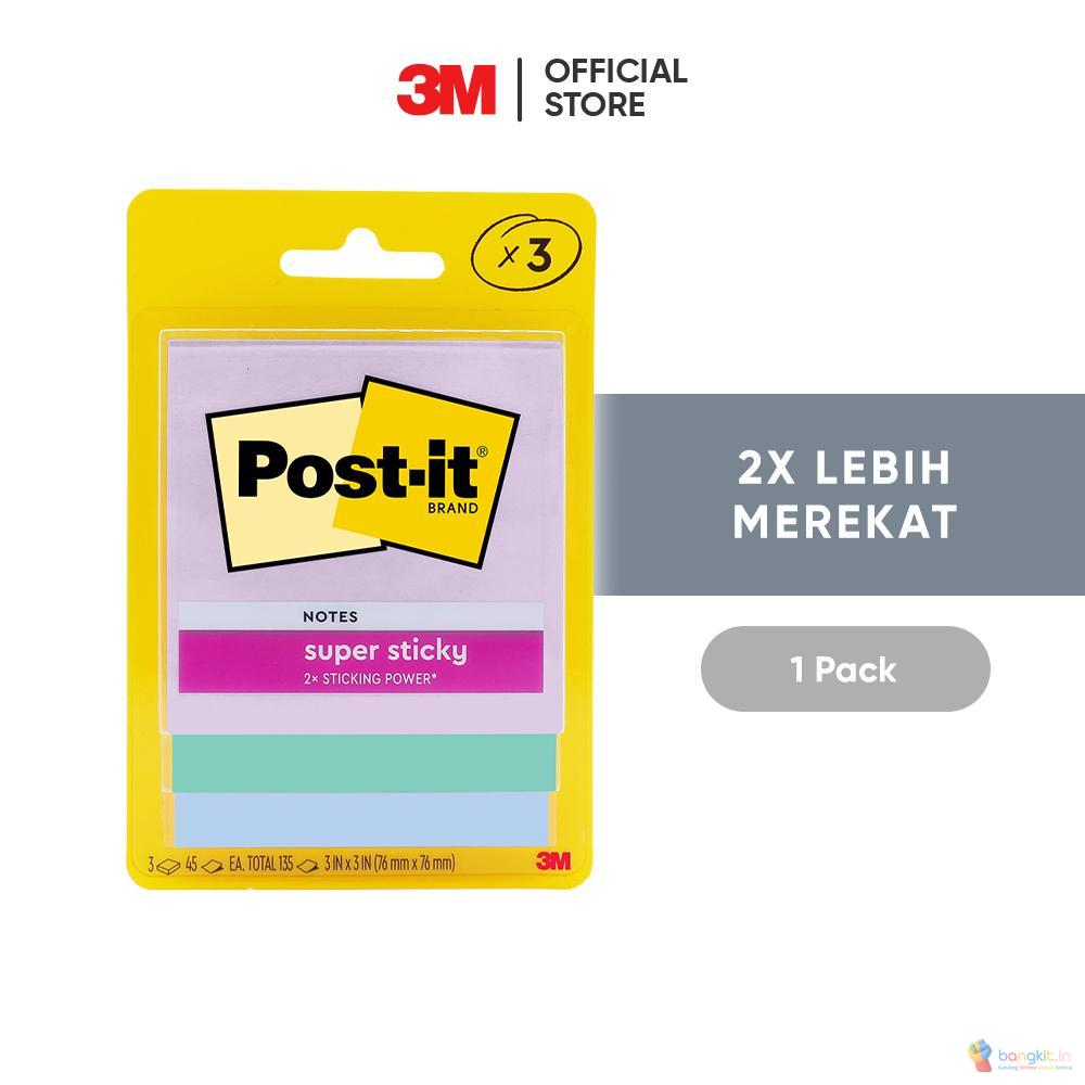 3M™ Post-it® Super Sticky Notes, Memo Tempel, 3321-3SSJP, 2x Lebih merekat, 1 pak, 76x76 mm, Untuk penanda dan pengingat