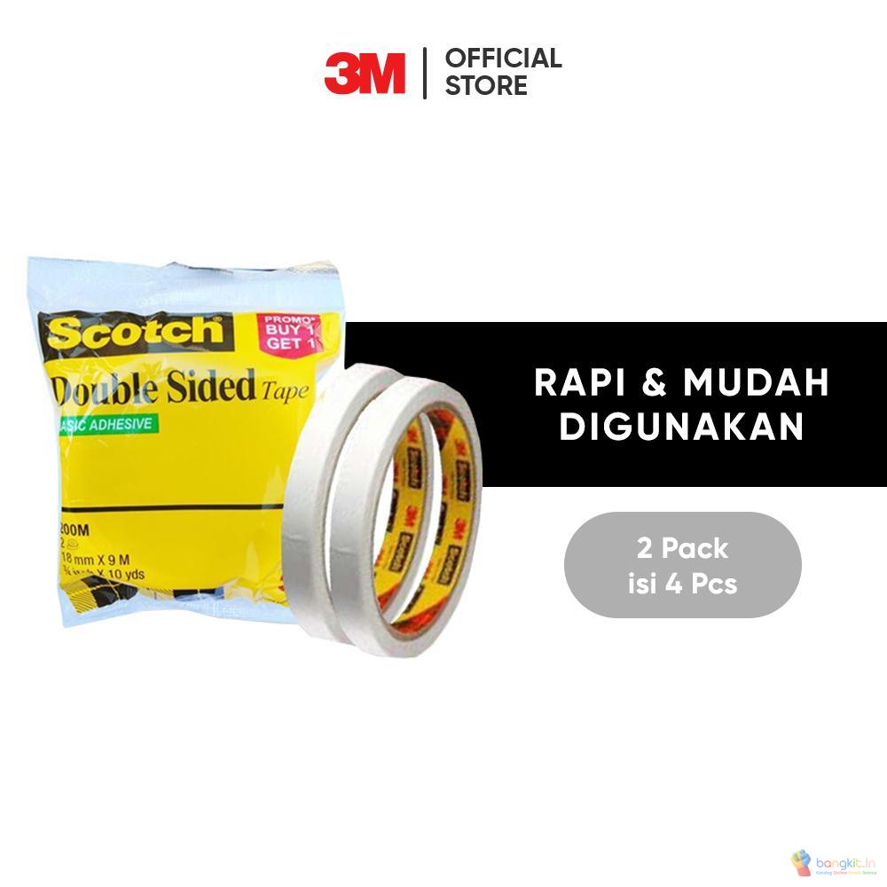 3M™ Scotch® Double Sided Tape, Rapi & mudah digunakan, 18mmx9m, Untuk menempel poster
