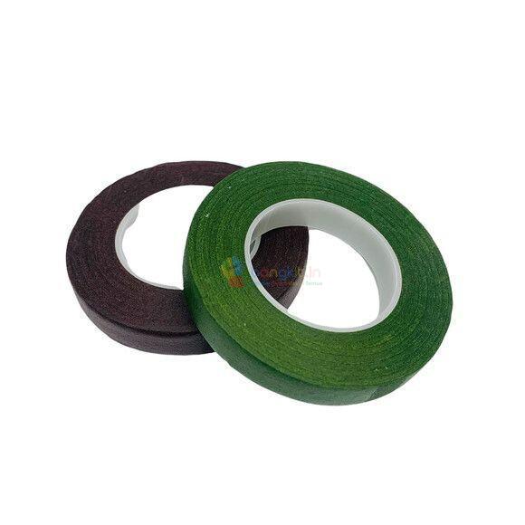 Floral Tape Green / Perekat Batang Warna Hijau Coklat Cokelat Brown Green / Selotip Daun Ukuran 10 20 30 Yard