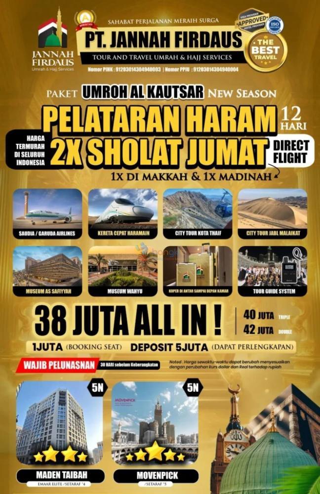 TERPERCAYA! TELP. 0811-8134-882, Umroh Plus Holiday Medan, Jannah Firdaus