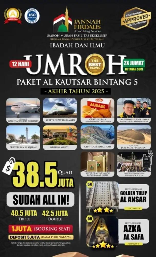 HEMAT! TELP. 0811-8134-882, Umroh Plus Holiday Tangerang, Jannah Firdaus