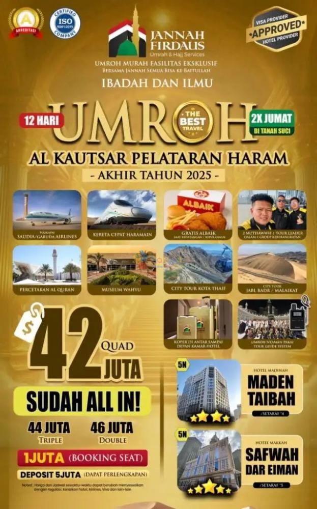PROFESIONAL! HUB: 0811-8134-882, Umroh Plus Holiday Tangerang Selatan, Jannah Firdaus