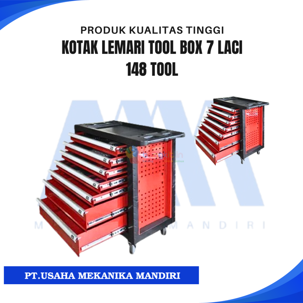 Kotak Lemari Tool Box 7 Laci 150 Alat Kualitas Tinggi Lemari Roda 683x460x850mm untuk Bengkel & Industri