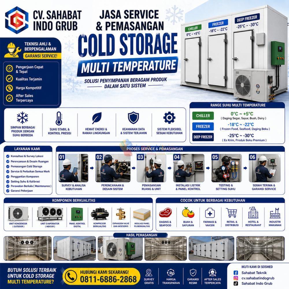 Jasa Service dan Pemasangan Cold Storage Multi Temperature daerah Medan Petisah