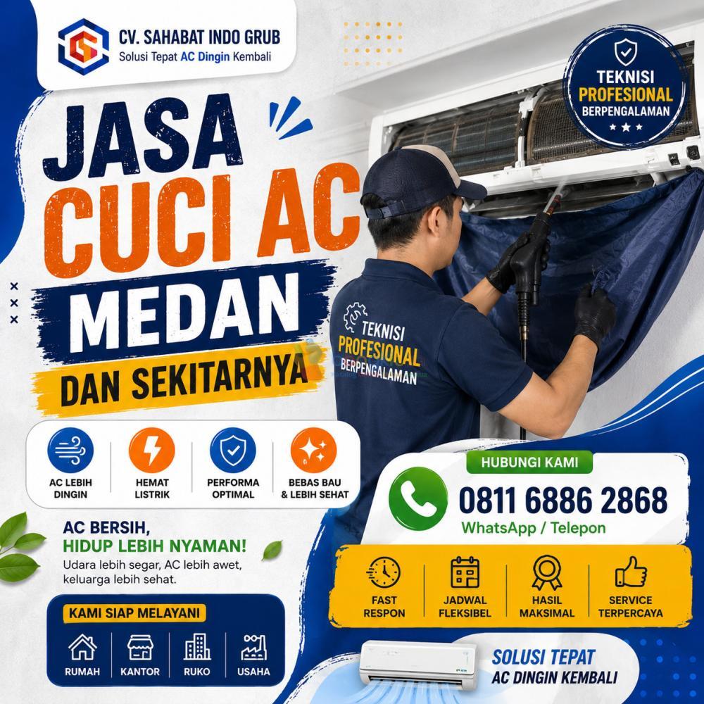 Layanan Cuci AC Medan Terpercaya, Anti Bau & Lebih Hemat Listrik