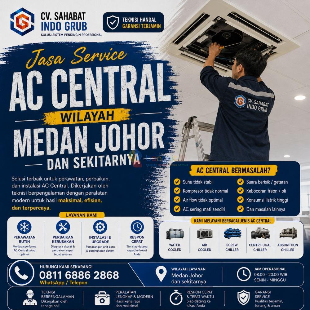 Service AC Central Medan Johor Profesional | Solusi AC Central Tidak Dingin & Bermasalah