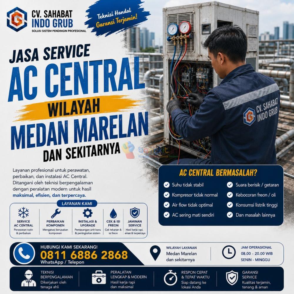 Jasa Perbaikan AC Central Medan Marelan | Solusi AC Central Tidak Dingin