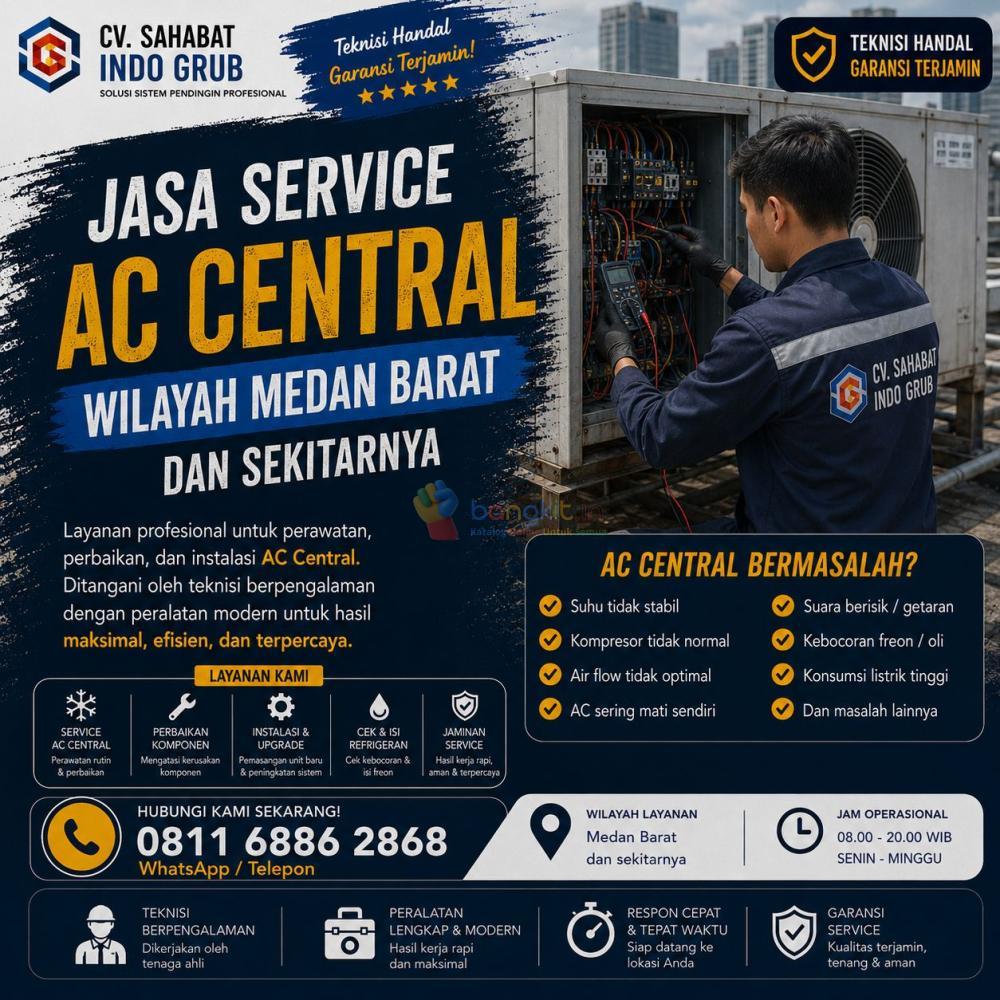 Service AC Central Medan Barat dan Sekitarnya | Maintenance AC Central untuk Gedung, Kantor & Industri