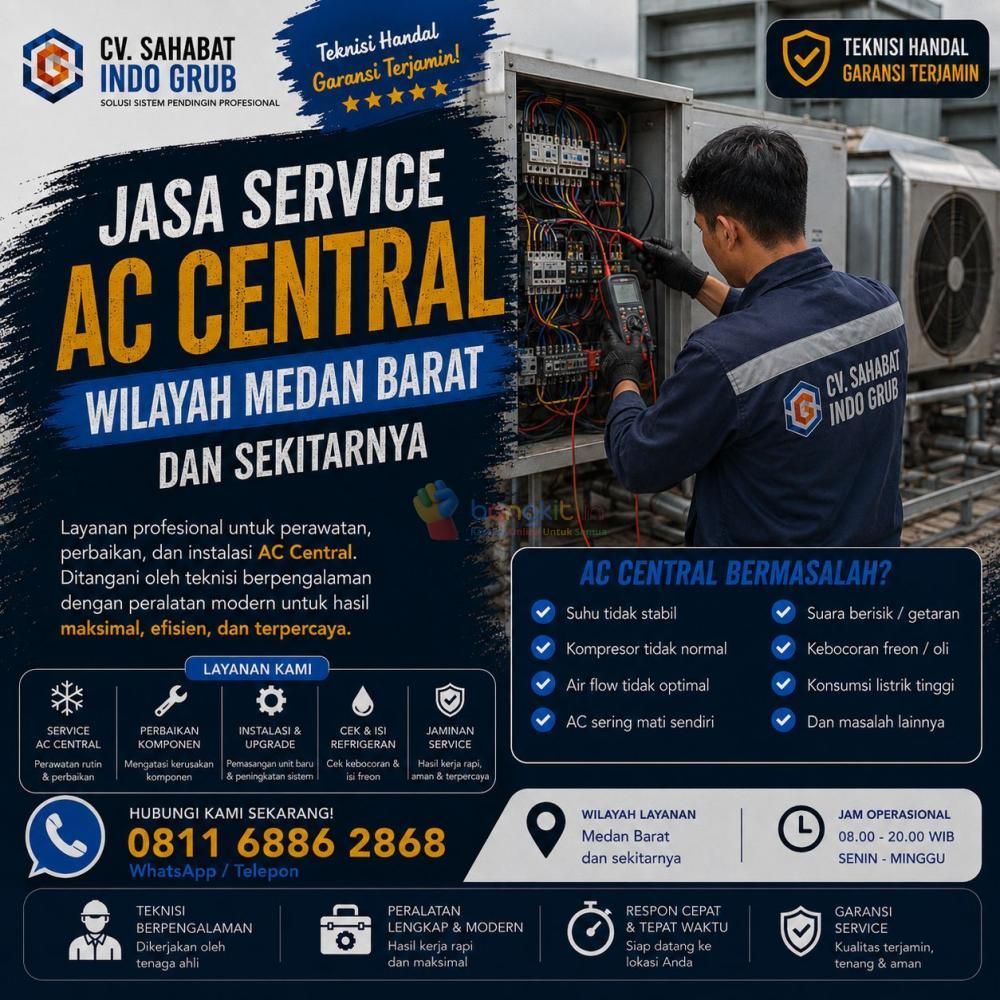 Jasa Perbaikan AC Central Medan Barat | Solusi AC Central Tidak Dingin & Cepat Ditangani