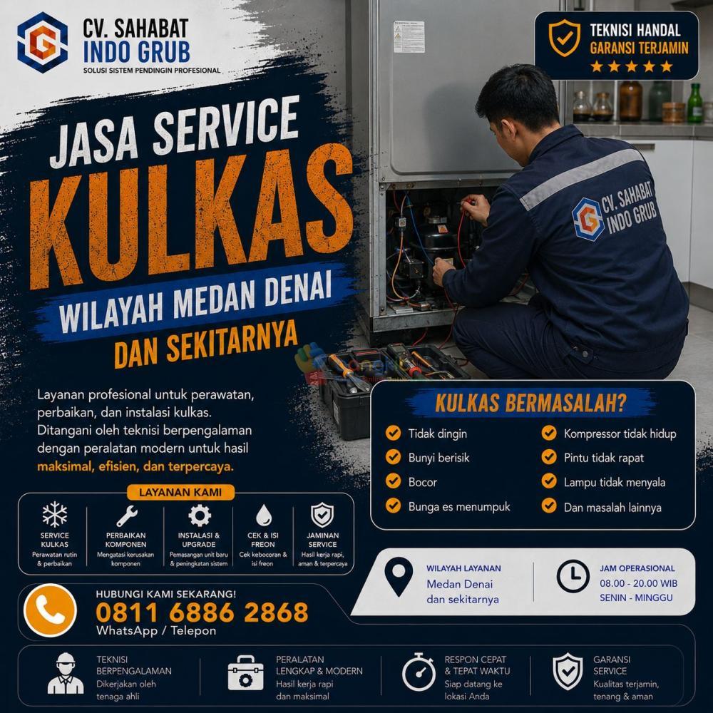 Service Kulkas Medan Denai Terpercaya | Perbaikan Kulkas Cepat & Harga Terjangkau
