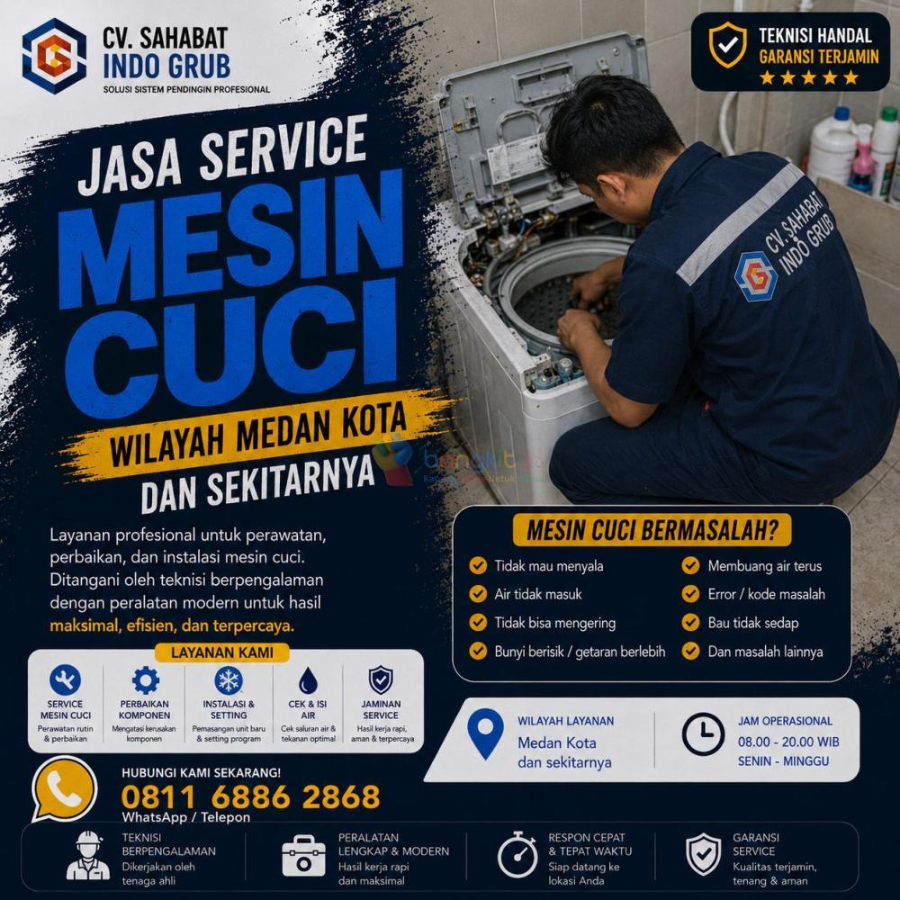Jasa Service Mesin Cuci Medan Kota Profesional | Perbaikan Cepat & Bergaransi