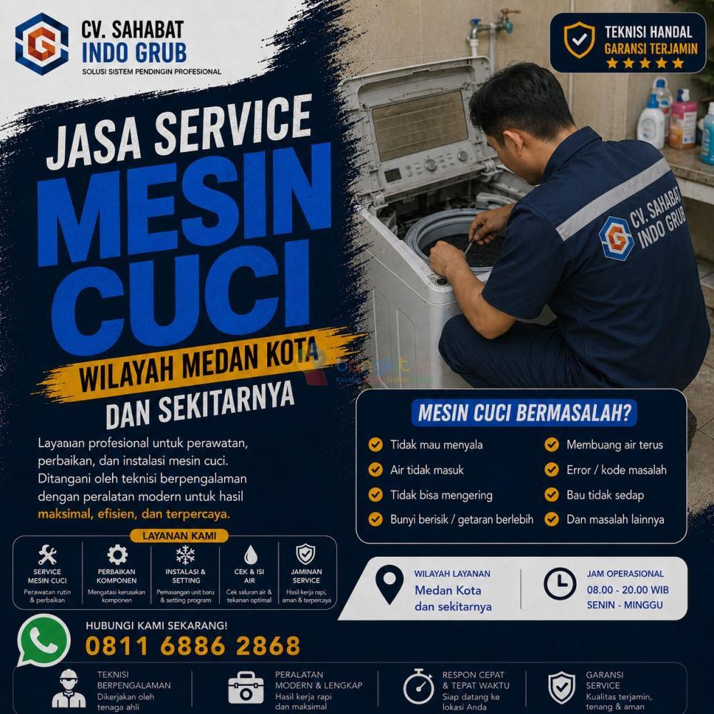 Service Mesin Cuci Medan Kota Terpercaya | Teknisi Berpengalaman untuk Semua Merek