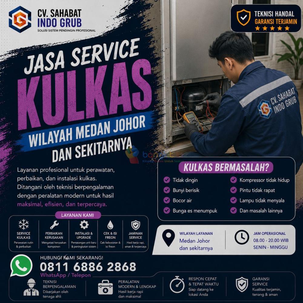 Jasa Service Kulkas Medan Johor Terbaik | Perbaikan Cepat, Rapi & Harga Terjangkau