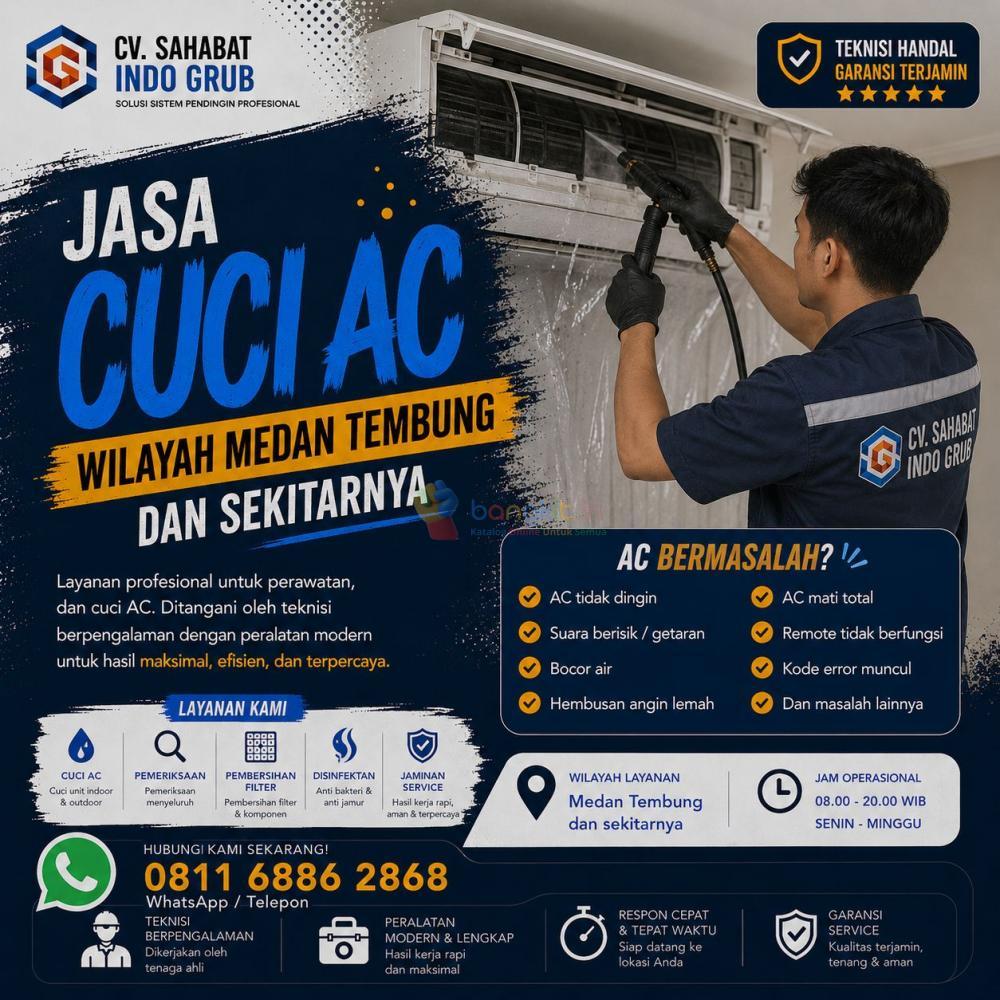 Jasa Cuci AC Medan Tembung dan Sekitarnya | Layanan Panggilan Rumah & Kantor