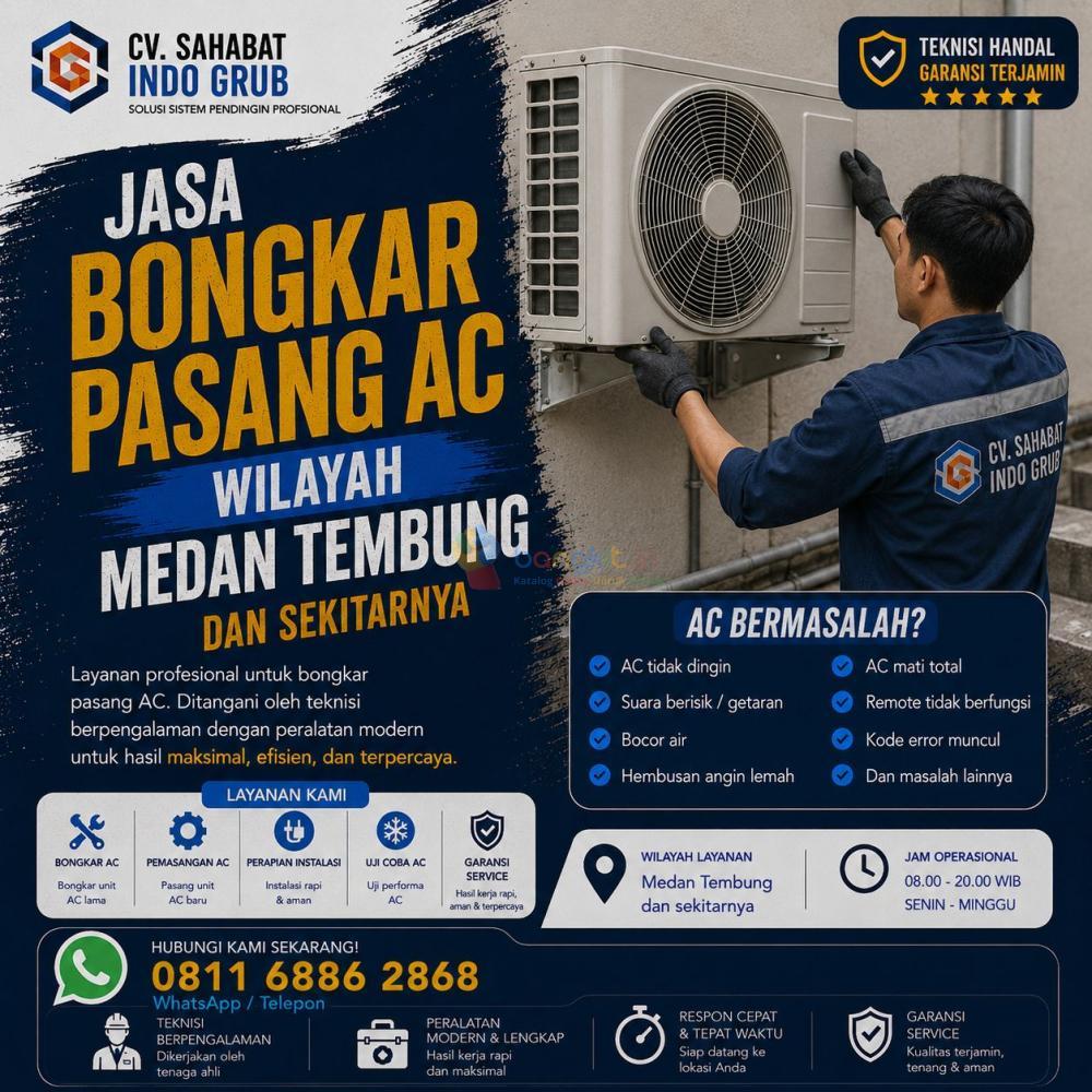 Layanan Bongkar Pasang AC Medan Tembung | Pemasangan AC Rumah, Kantor & Ruko