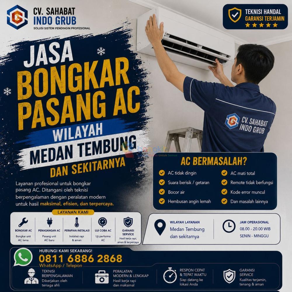 Bongkar Pasang AC Medan Tembung Terpercaya | Teknisi Berpengalaman & Rapi