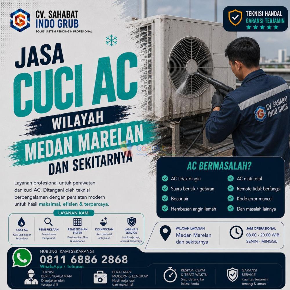 Jasa Cuci AC Medan Marelan Profesional | AC Bersih, Dingin Maksimal & Bergaransi