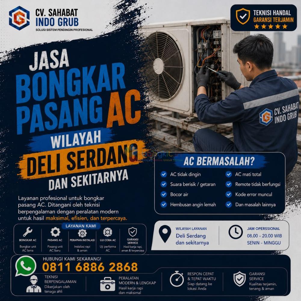 Layanan Bongkar Pasang AC Deli Serdang dan Sekitarnya | Untuk Rumah, Kantor & Ruko