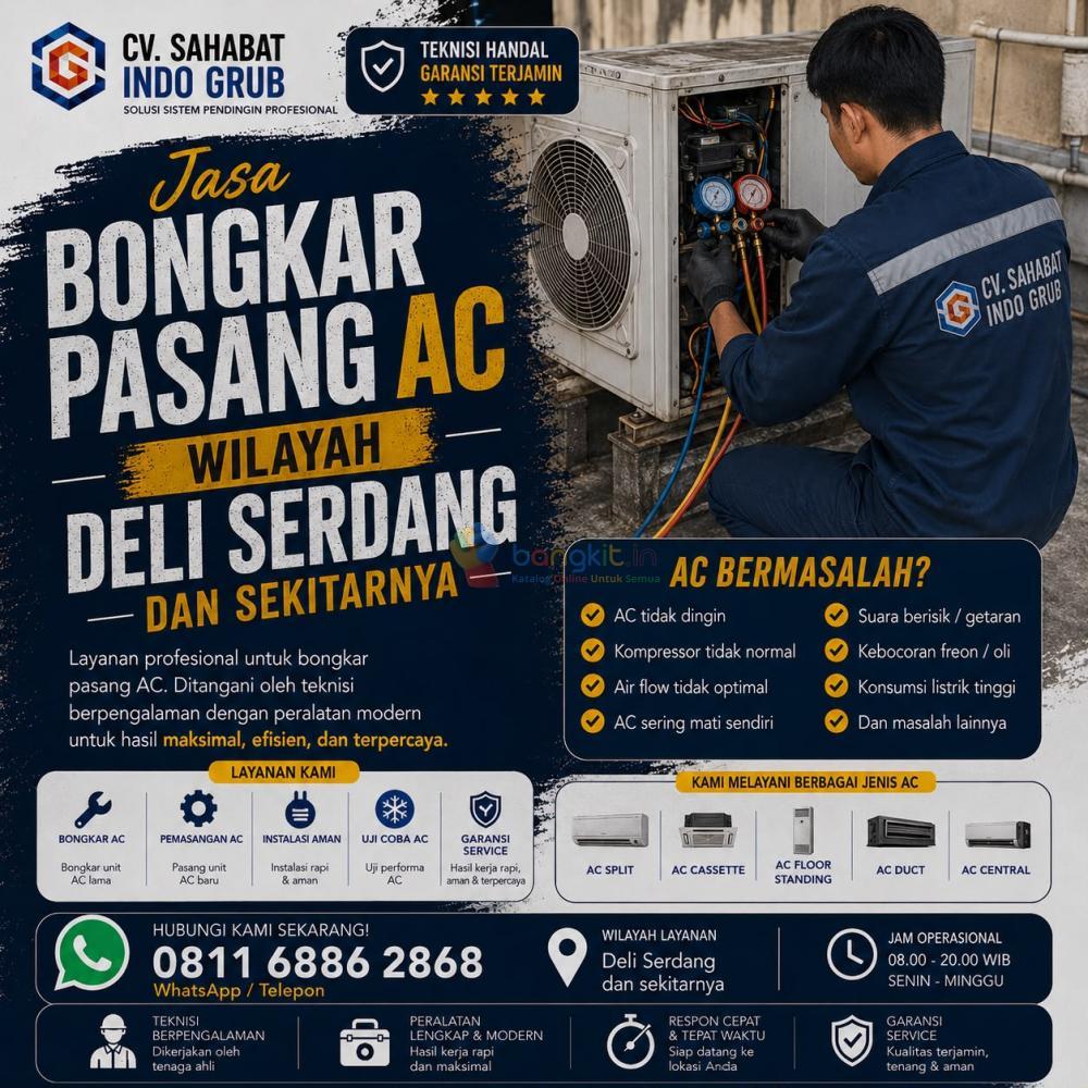 Jasa Bongkar Pasang AC Deli Serdang Profesional | Pemasangan Rapi & Bergaransi