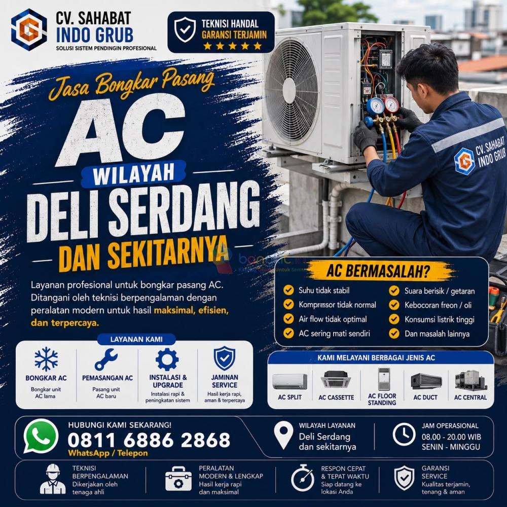 Bongkar Pasang AC Deli Serdang Terpercaya | Teknisi Berpengalaman & Harga Terjangkau
