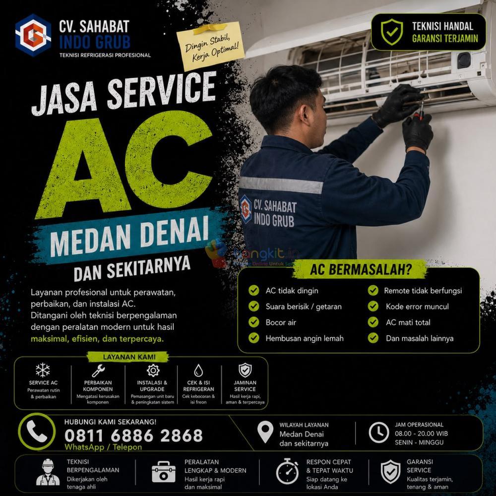 Service AC Medan Denai Terbaik | AC Tidak Dingin, Bocor & Berisik Teratasi