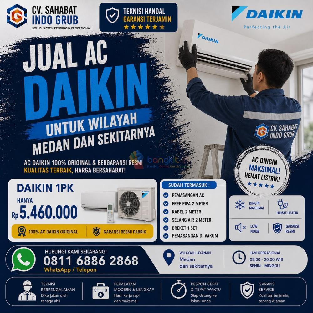AC Daikin 1 PK Medan | Free Pemasangan, Siap Pasang ke Rumah & Kantor