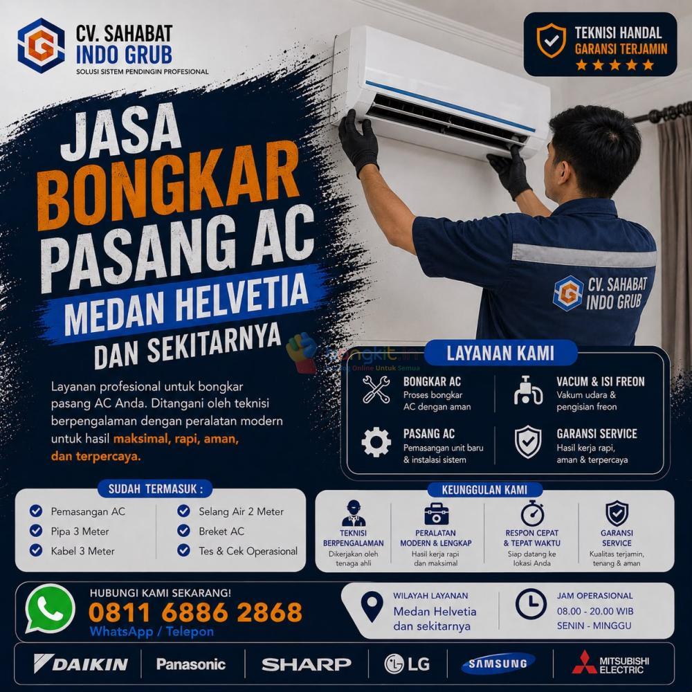 Bongkar Pasang AC Medan Helvetia Terpercaya | Instalasi Aman & Hasil Maksimal