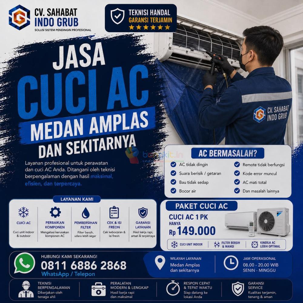 Jasa Cuci AC Medan Amplas | Teknisi Berpengalaman, Hasil Bersih & Bergaransi