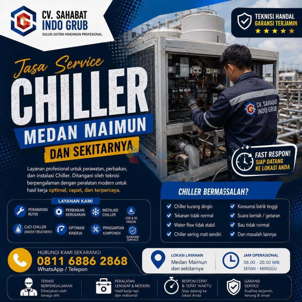 Service Chiller Medan Maimun | Perawatan Berkala, Isi Freon & Troubleshooting
